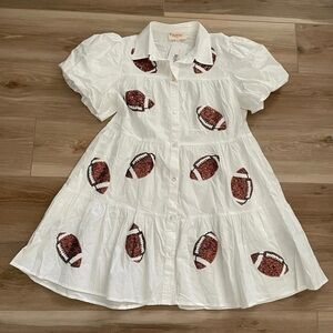 White Football Print Dress